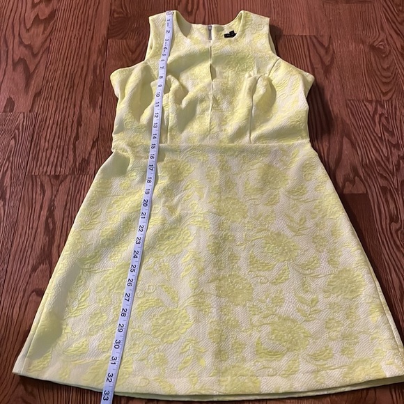 RIVER ISLAND woman’s NEON YELLOW floral LACE shift dress size 36 euro stretch - Picture 13 of 13